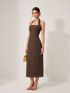 Halter Midi Dress, M